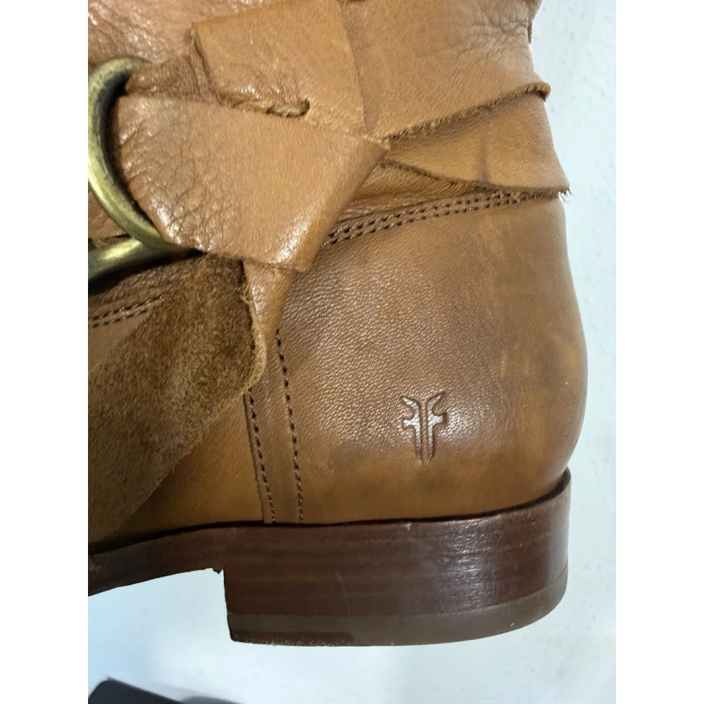 Frye Melissa Knotted Tall Riding Boots Sz 6.5B Leather Camel Brown Retail $400